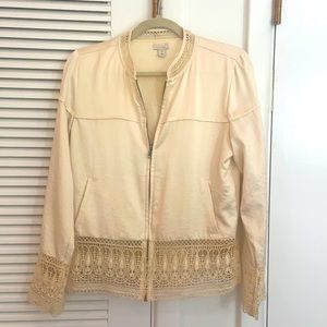 Hinge zip up jacket with lace details. Size xs